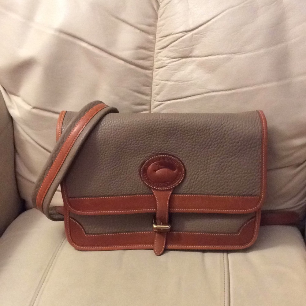 Dooney & Bourke Gray and Brown Leather Crossbody Bag